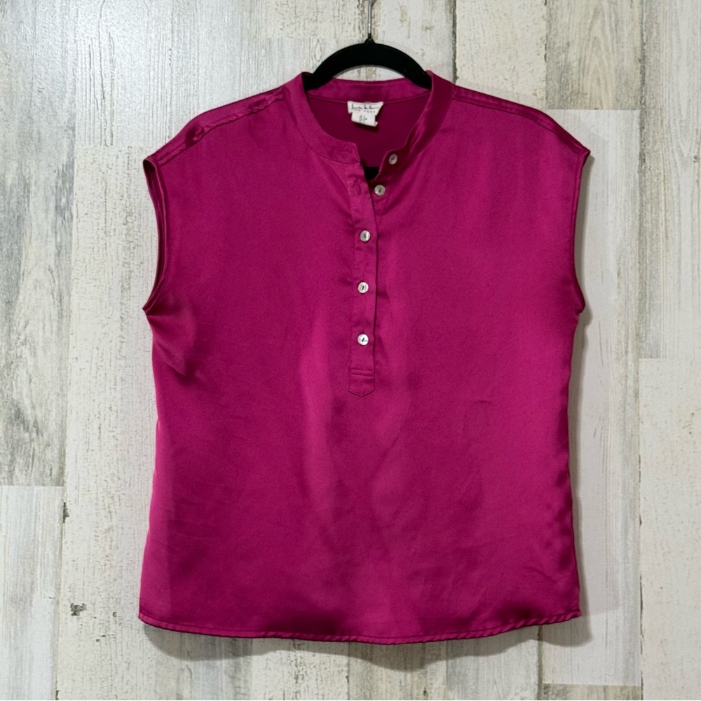 Nicole Miller Fuchsia Satiny Sleeveless Blouse